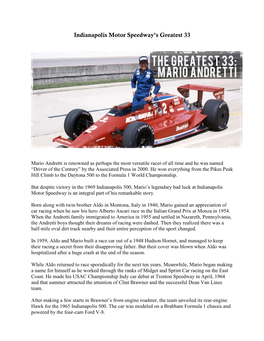Indianapolis Motor Speedway's Greatest 33