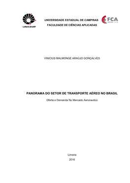 Panorama Do Setor De Transporte Aéreo No Brasil