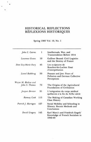 Historical Reflections Reflexions Historiques