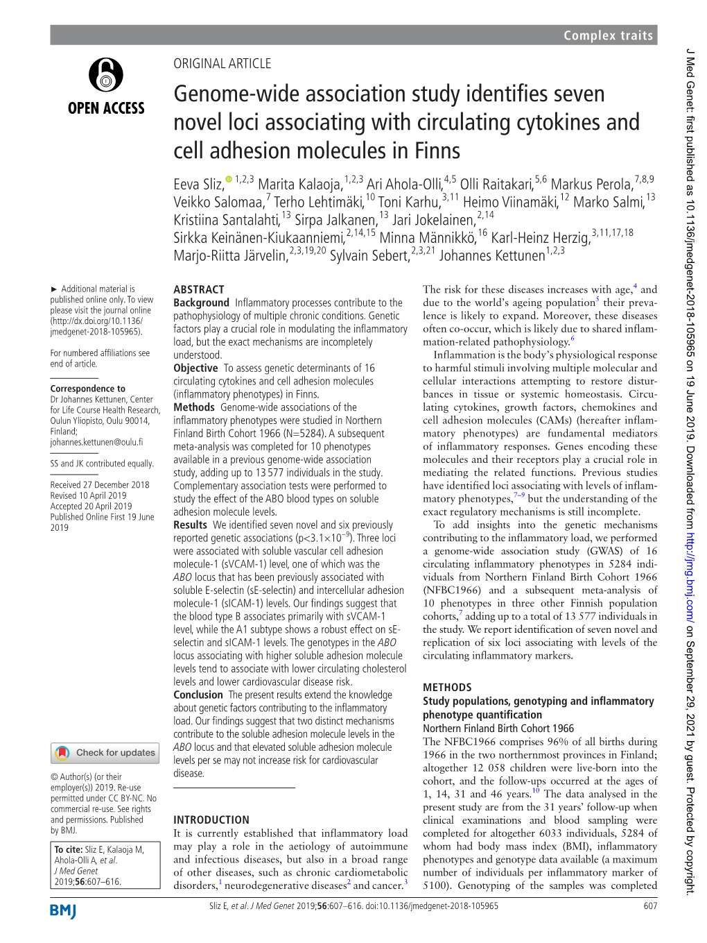 Genome-Wide Association Study Identifies Seven Novel Loci