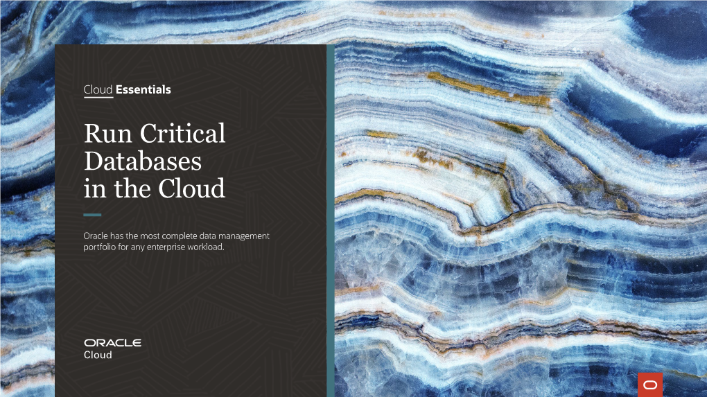 Run Critical Databases in the Cloud