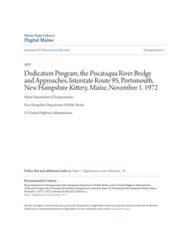 Dedication Program, the Piscataqua River Bridge and Approaches