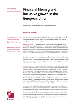 Financial Literacy and Inclusive Growth in the European Union