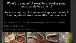 A Worm by Any Other Name Must Surely Be As Tasty! Inconsistent Use