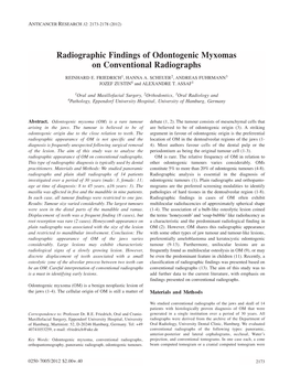 Radiographic Findings of Odontogenic Myxomas on Conventional Radiographs