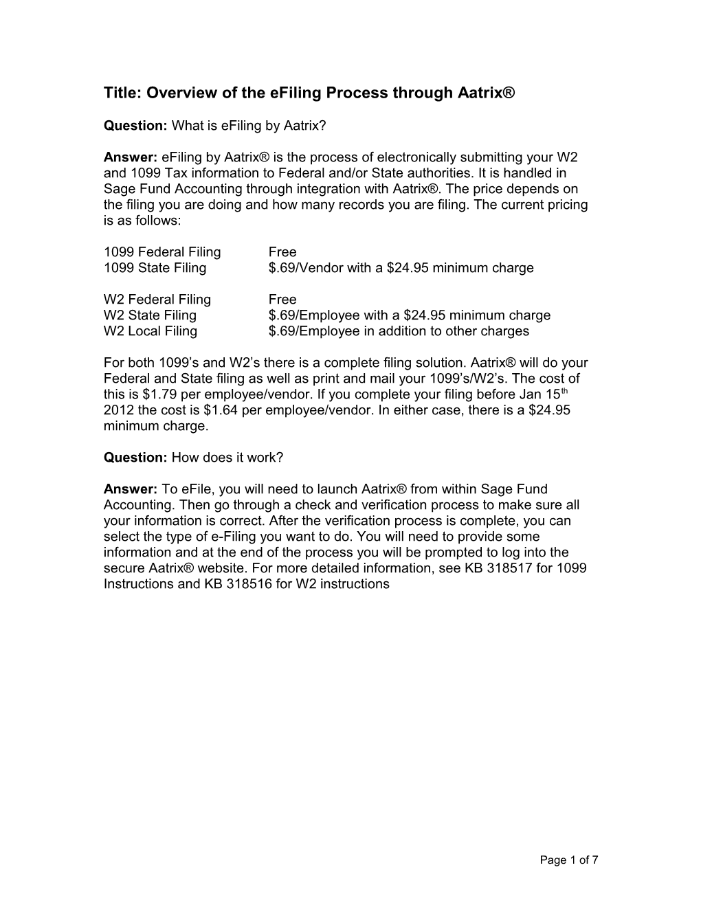 Title: Overview of the Efiling Process Through Aatrix