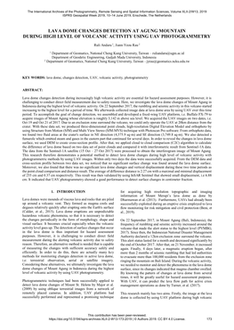 Lava Dome Changes Detection at Agung Mountain During High Level of Volcanic Activity Using Uav Photogrammetry