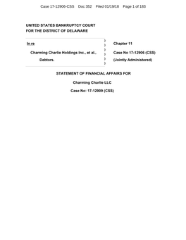 Case 17-12906-CSS Doc 352 Filed 01/19/18 Page 1 of 183