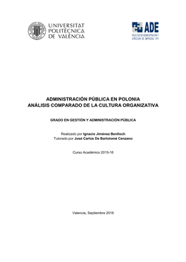 Administración Pública En Polonia Análisis Comparado De La Cultura Organizativa