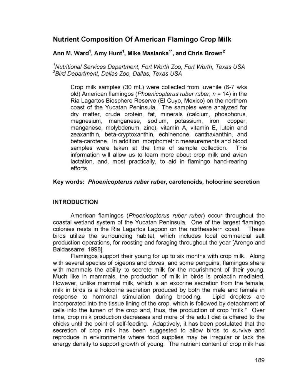 Ward-Nutrient Composition of American Flamingo Crop Milk.Pdf