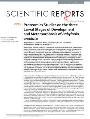 Proteomics Studies on the Three Larval Stages of Development And