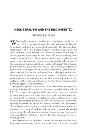 Neoliberalism and the Discontented