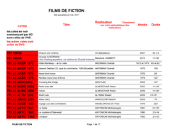FILMS DE FICTION Liste Actualisée En Mai 2017