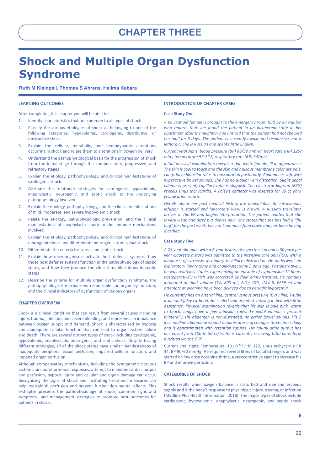 Shock and Multiple Organ Dysfunction Syndrome