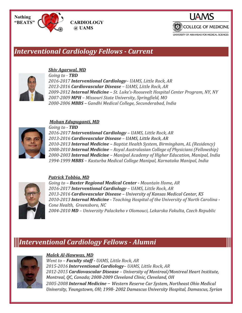 Current Interventional Cardiology Fellows