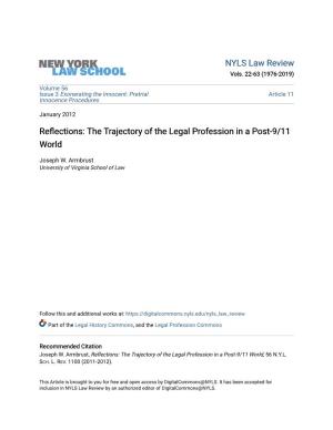 Reflections: the Trajectory of the Legal Profession in a Post-9/11 World