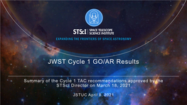 JSTUC Presentation: JWST Cycle 1 GO/AR Results