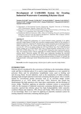 Development of UASB-DHS System for Treating Industrial Wastewater Containing Ethylene Glycol