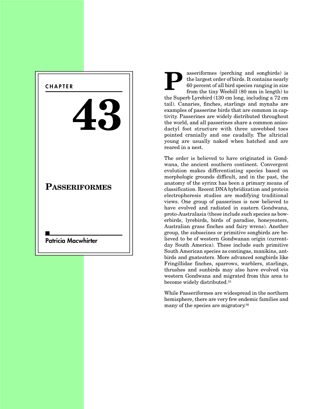 PASSERIFORMES Classification