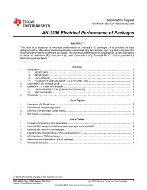 AN-1205 Electrical Performance of Packages (Rev. A)