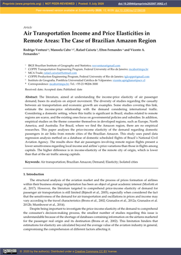 Air Transportation Income and Price Elasticities in Remote Areas: the Case of Brazilian Amazon Region