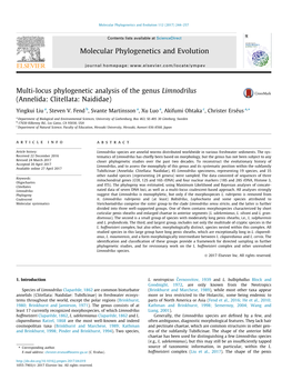 Annelida: Clitellata: Naididae) ⇑ Yingkui Liu A, Steven V