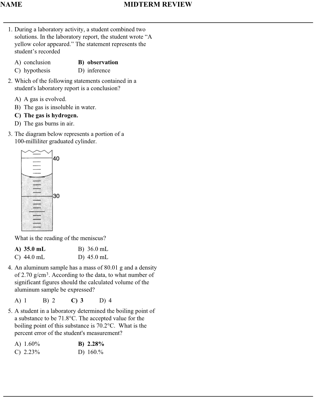 Name Midterm Review