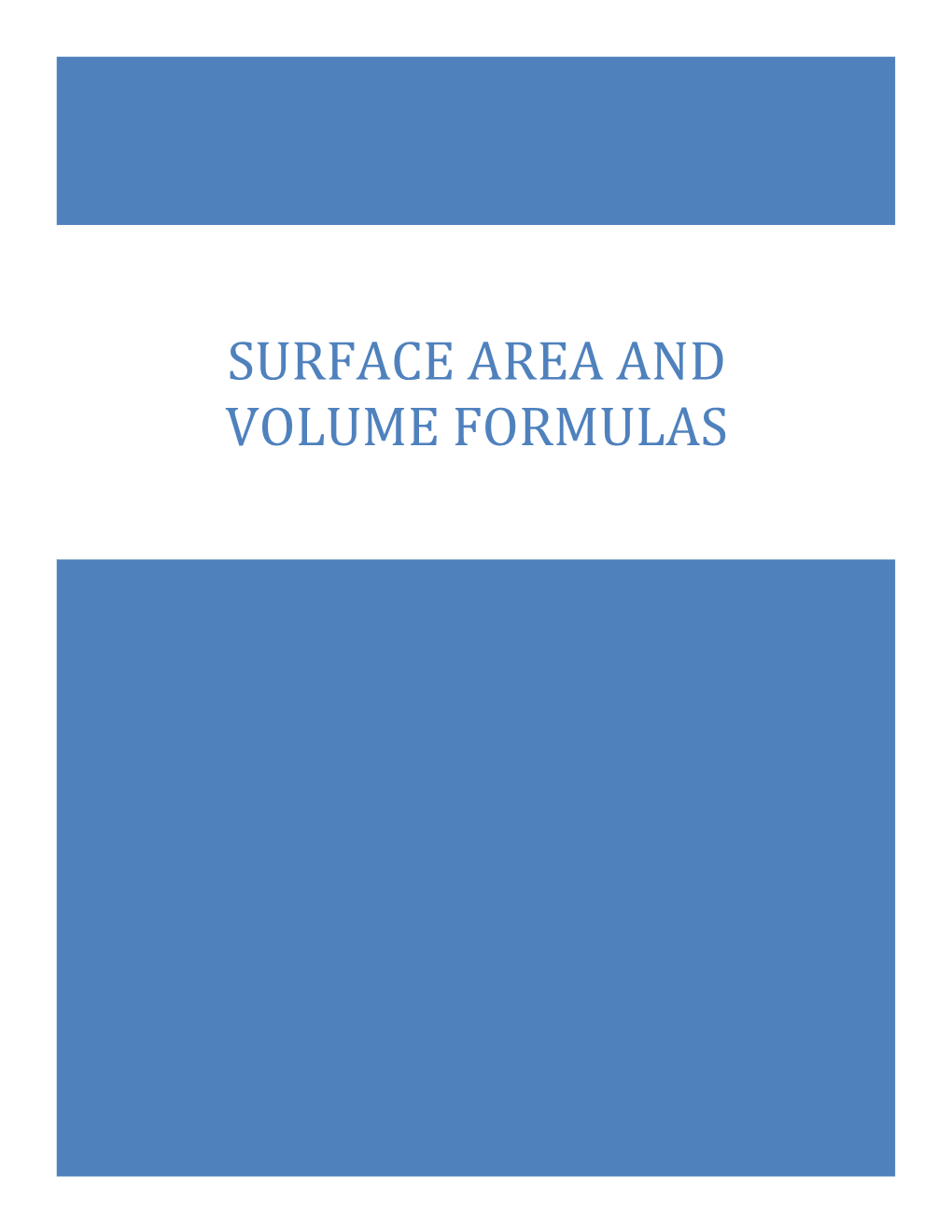 Surface Area and Volume Formula's