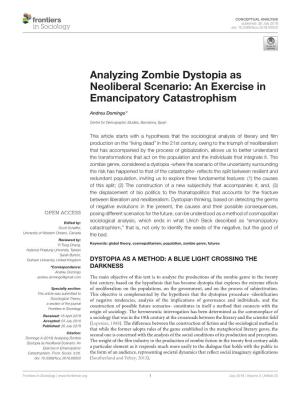 Analyzing Zombie Dystopia As Neoliberal Scenario: an Exercise in Emancipatory Catastrophism
