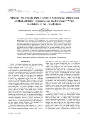 Personal Troubles and Public Issues: a Sociological Imagination of Black Athletes’ Experiences at Predominantly White Institutions in the United States