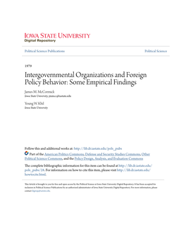 Intergovernmental Organizations and Foreign Policy Behavior: Some Empirical Findings James M