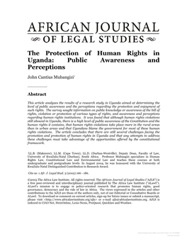 The Protection of Human Rights in Uganda: Public Awareness and Perceptions
