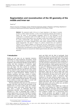 Segmentation and Reconstruction of the 3D Geometry of the Middle and Inner Ear
