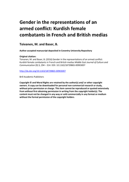 Gender in the Representations of an Armed Conflict: Kurdish Female Combatants in French and British Medias
