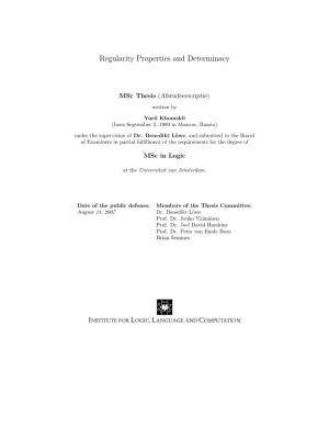 Regularity Properties and Determinacy