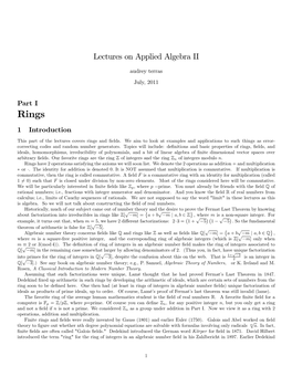Lectures on Applied Algebra II