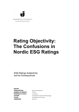 The Confusions in Nordic ESG Ratings