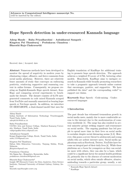 Hope Speech Detection in Under-Resourced Kannada Language