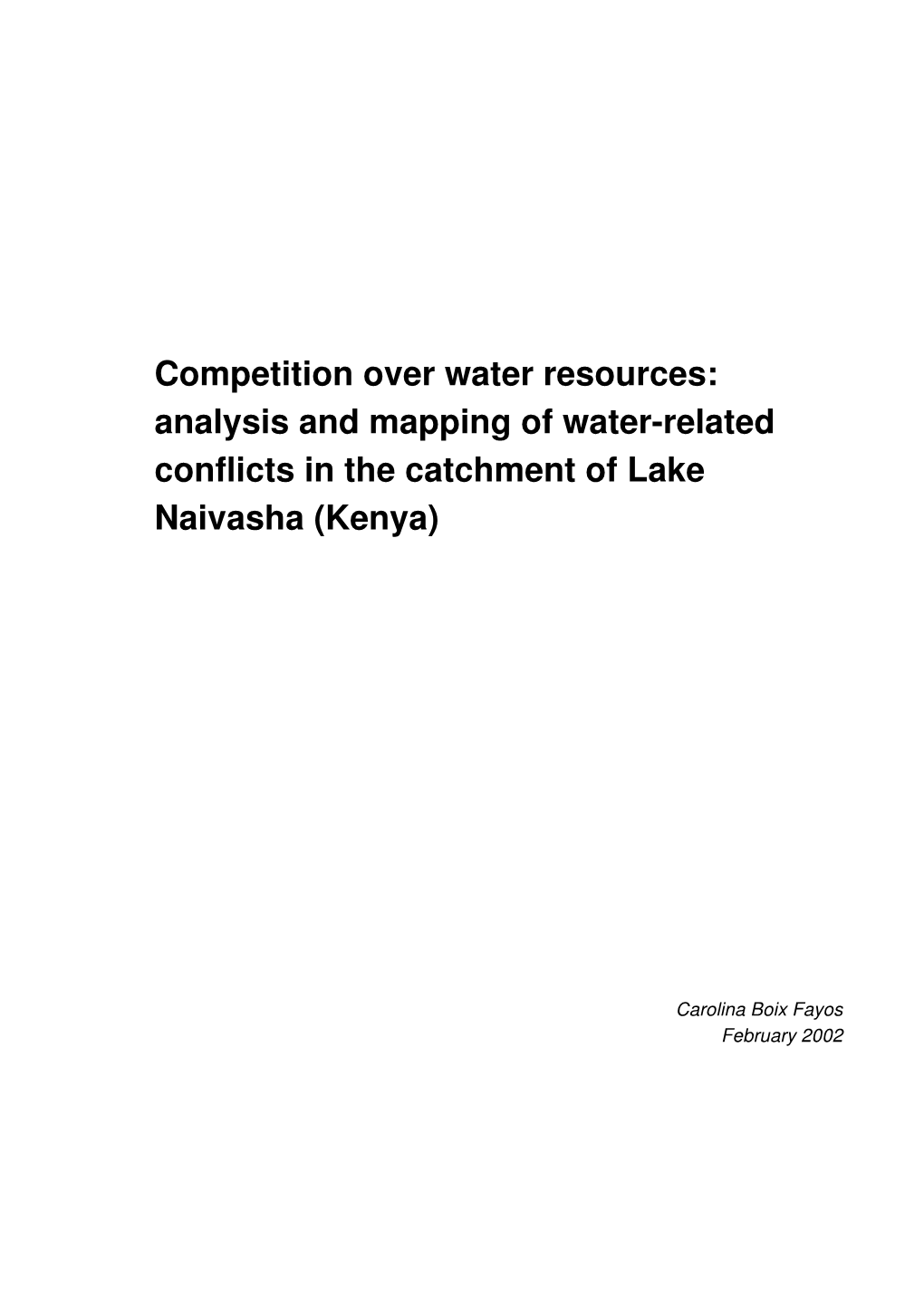 Analysis and Mapping of Water-Related Conflicts in the Catchment of Lake Naivasha (Kenya)