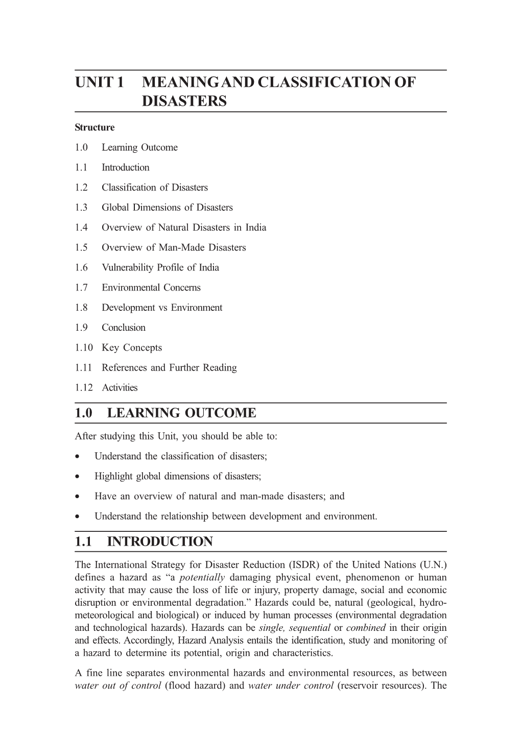 Unit 1 Meaning and Classification of Disasters