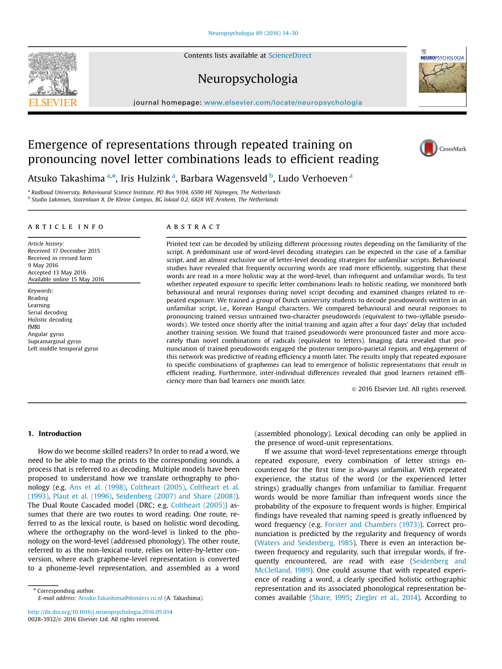 Emergence of Representations Through Repeated Training on Pronouncing Novel Letter Combinations Leads to Efficient Reading