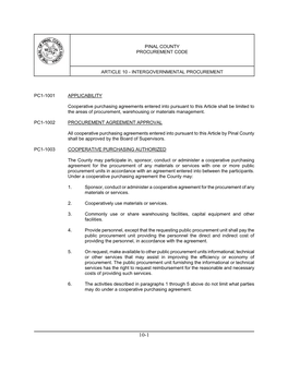 Pinal County Procurement Code Article 10