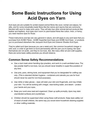 Some Basic Instructions for Using Acid Dyes on Yarn
