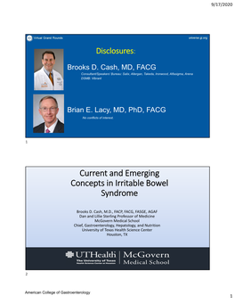 Current and Emerging Concepts in Irritable Bowel Syndrome
