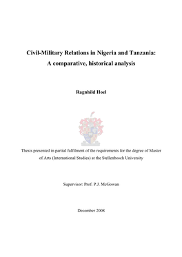 Civil-Military Relations in Nigeria and Tanzania: a Comparative, Historical Analysis