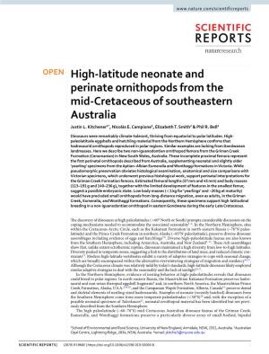 High-Latitude Neonate and Perinate Ornithopods from the Mid-Cretaceous of Southeastern Australia Justin L