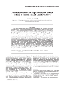 Frontotemporal and Dopaminergic Control of Idea Generation and Creative Drive