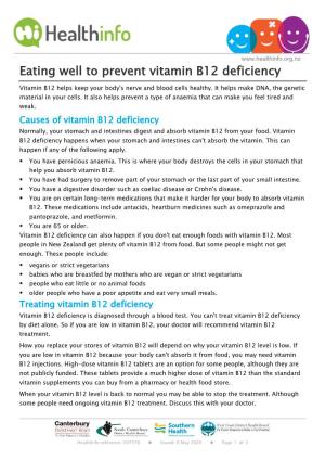 Eating Well to Prevent Vitamin B12 Deficiency