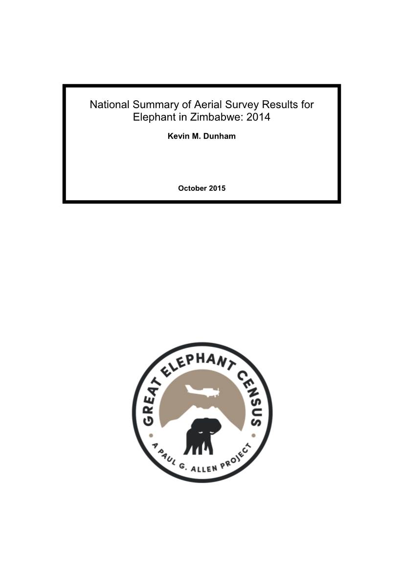 National Summary of Aerial Survey Results for Elephant in Zimbabwe: 2014