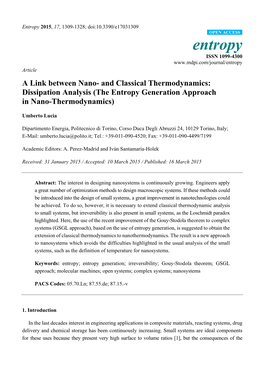 A Link Between Nano-And Classical Thermodynamics: Dissipation